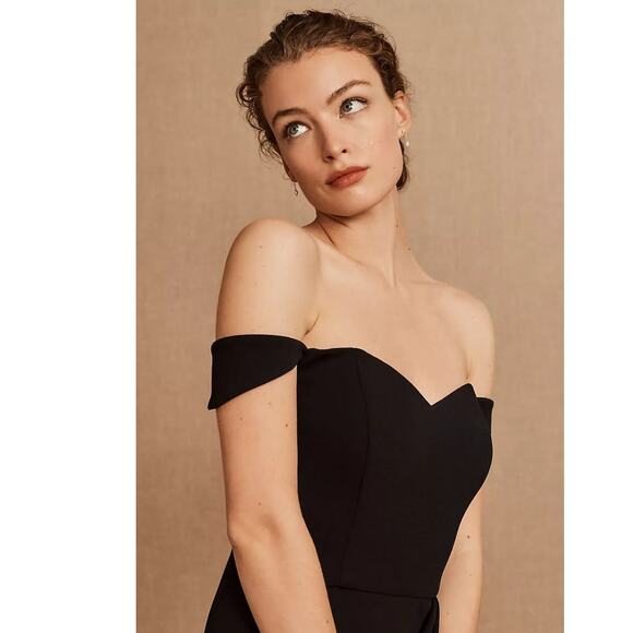 New Anthropologie BHLDN Rossi Crepe Maxi Dress $220 SIZE 16 Black - Picture 2 of 4